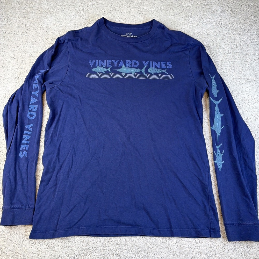 Men's Vineyard Vines Medium Fish Long Sleeve Graphic T-shirt